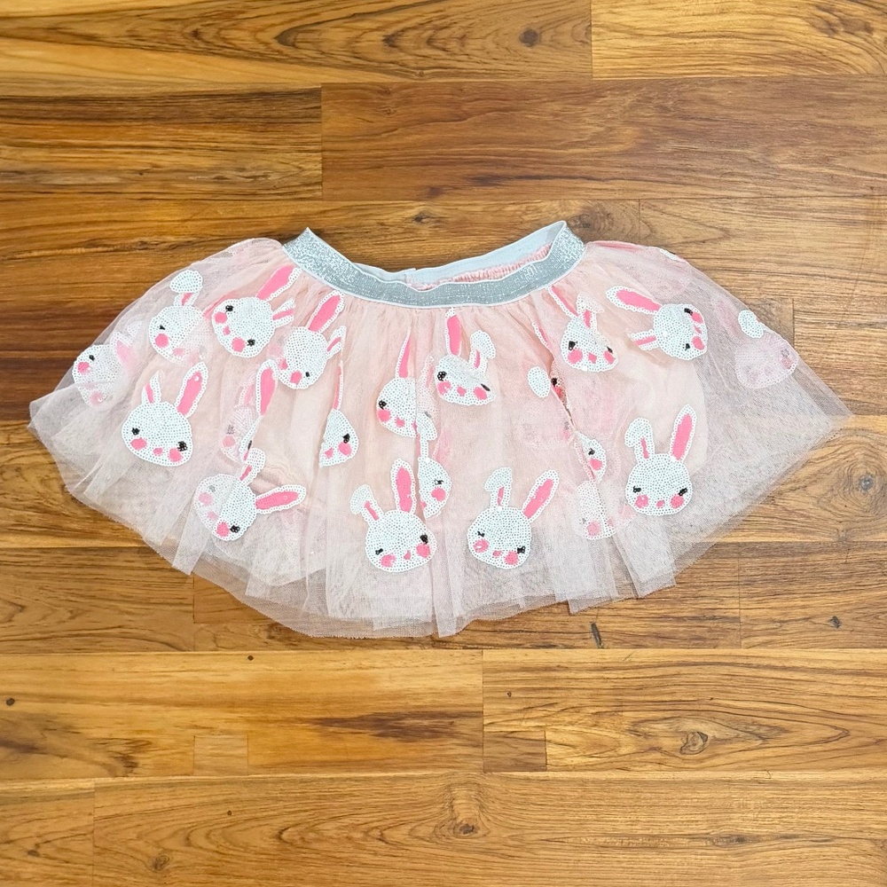 Kids Poppy Rose Sequin Tulle Bunny Skirt Size Small